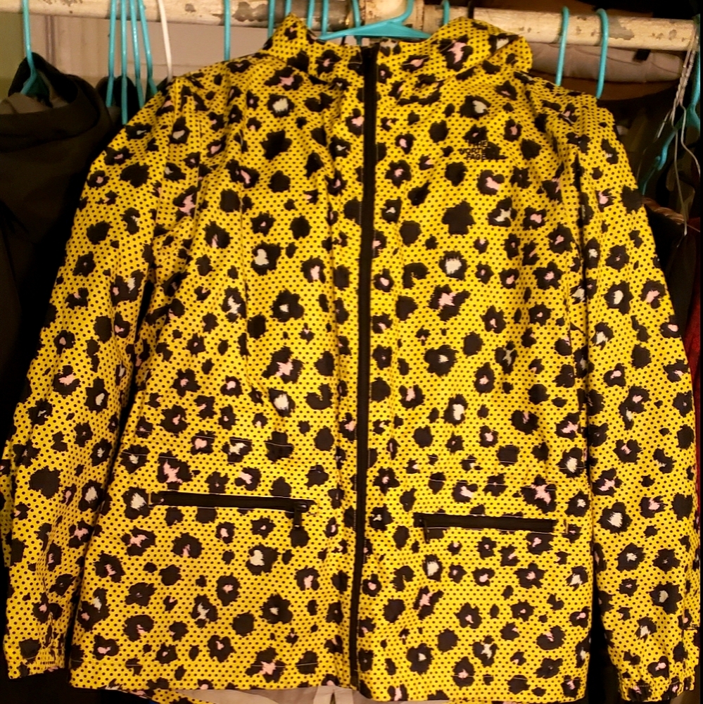 Leopard polka print north face water proof  shell